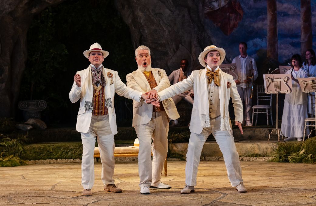Benjamin Hulett (Anfinomo), James Creswell (Antinoo) and Alberto Miguélez Rouco (Pisandro) &copy; Julian Guidera