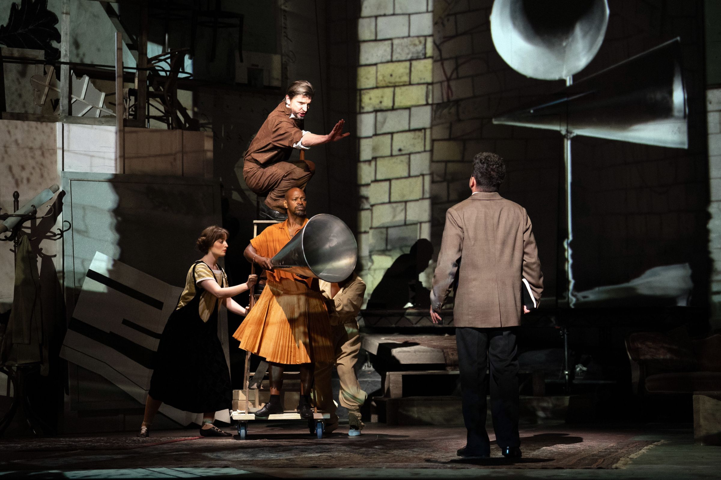 Thulani Chauke (Dancer), Callum Thorpe (Caronte) and Krystian Adam (Orfeo) &copy; Glyndebourne Productions Ltd | Photo: Richard Hubert Smith