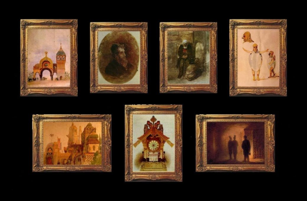 The surviving Viktor Hartmann works that feature in <i>Pictures at an Exhibition</i> © Public domain
