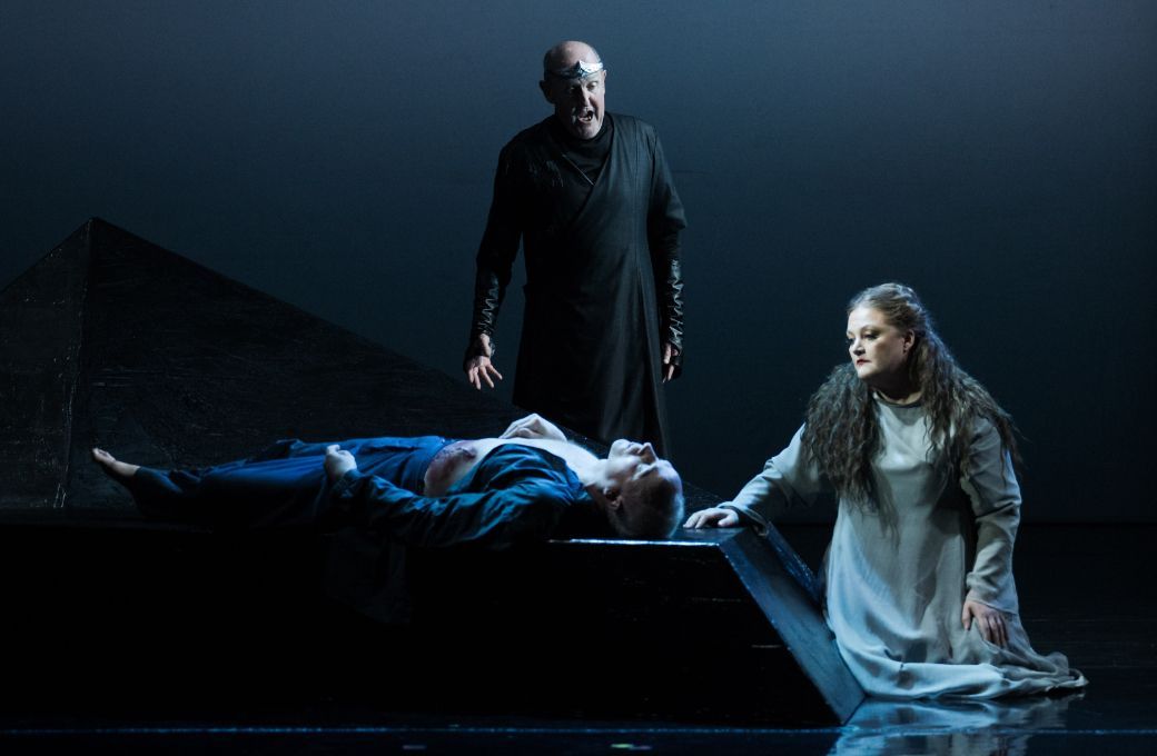 Peter Wedd (Tristan), Alastair Miles (Marke) and Catharine Woodward (Isolde) &copy; Matthew Williams-Ellis
