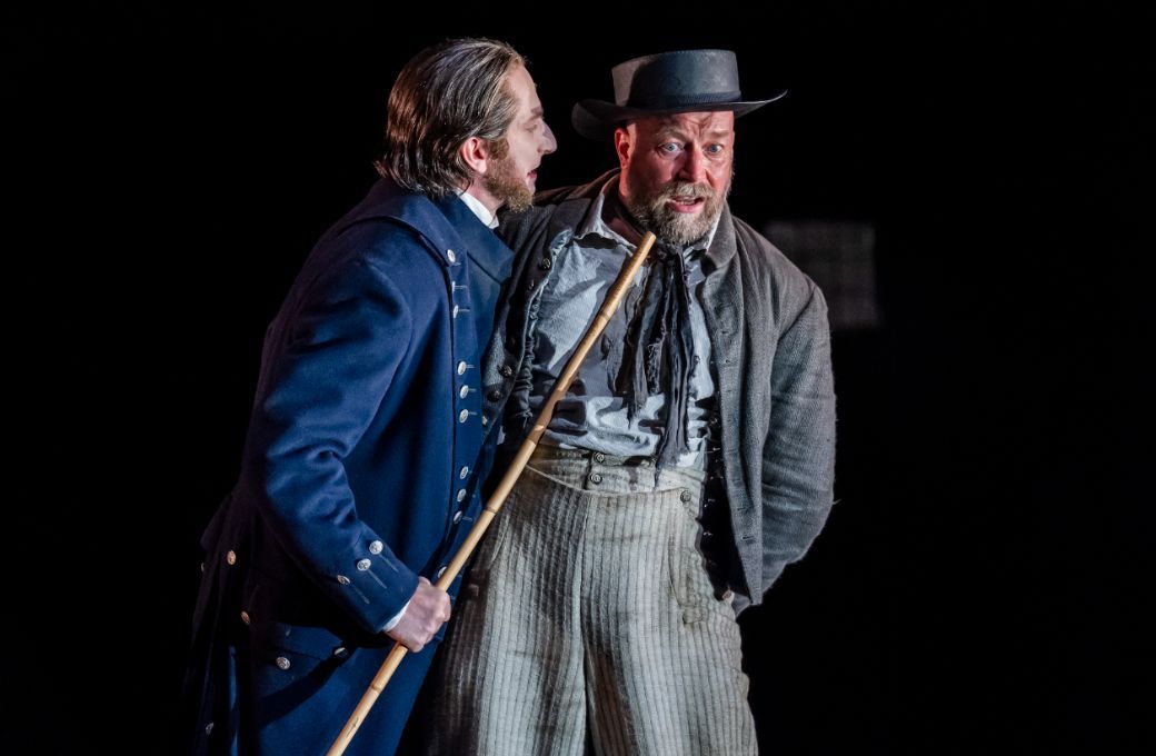 Sam Carl (Claggart) and Daniel Norman (Squeak) &copy; Glyndebourne Productions Ltd. Photo: Tristram Kenton