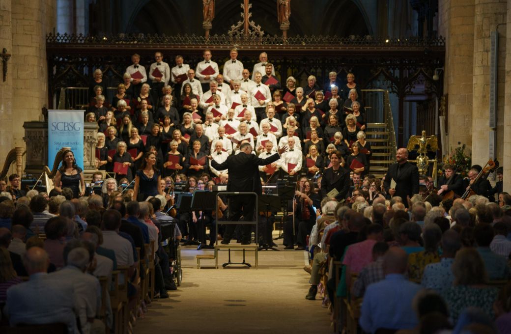 Adrian Partington conducts in Tewkesbury Abbey &copy; Michael Whitefoot