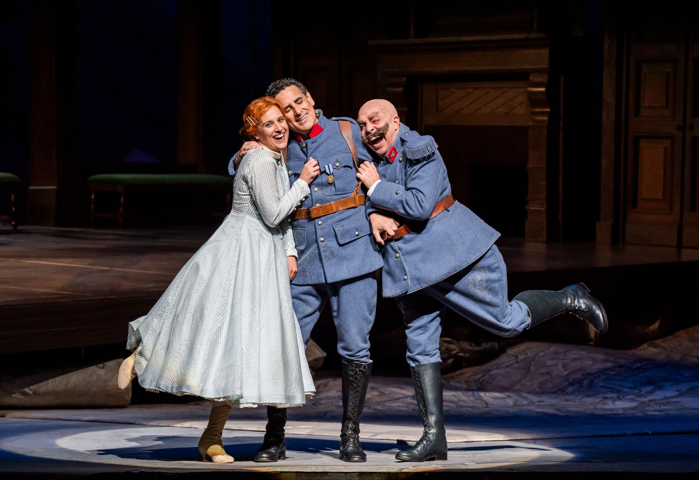 Sara Blanch (Marie), Juan Diego Flórez (Tonio) and Paolo Bordogna (Sulpice) &copy; RBO | Tristram Kenton