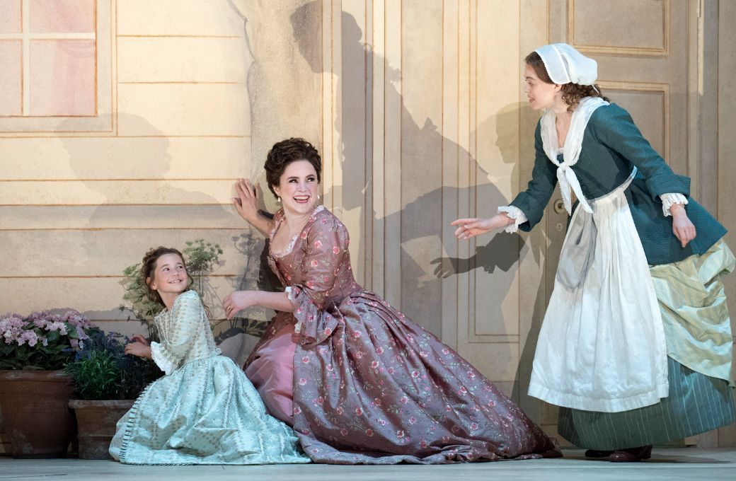 Pippa Barton (child), Louise Alder (Contessa Almaviva) and Johanna Wallroth (Susanna) &copy; Glyndebourne Productions Ltd. Photography by Richard Hubert Smith
