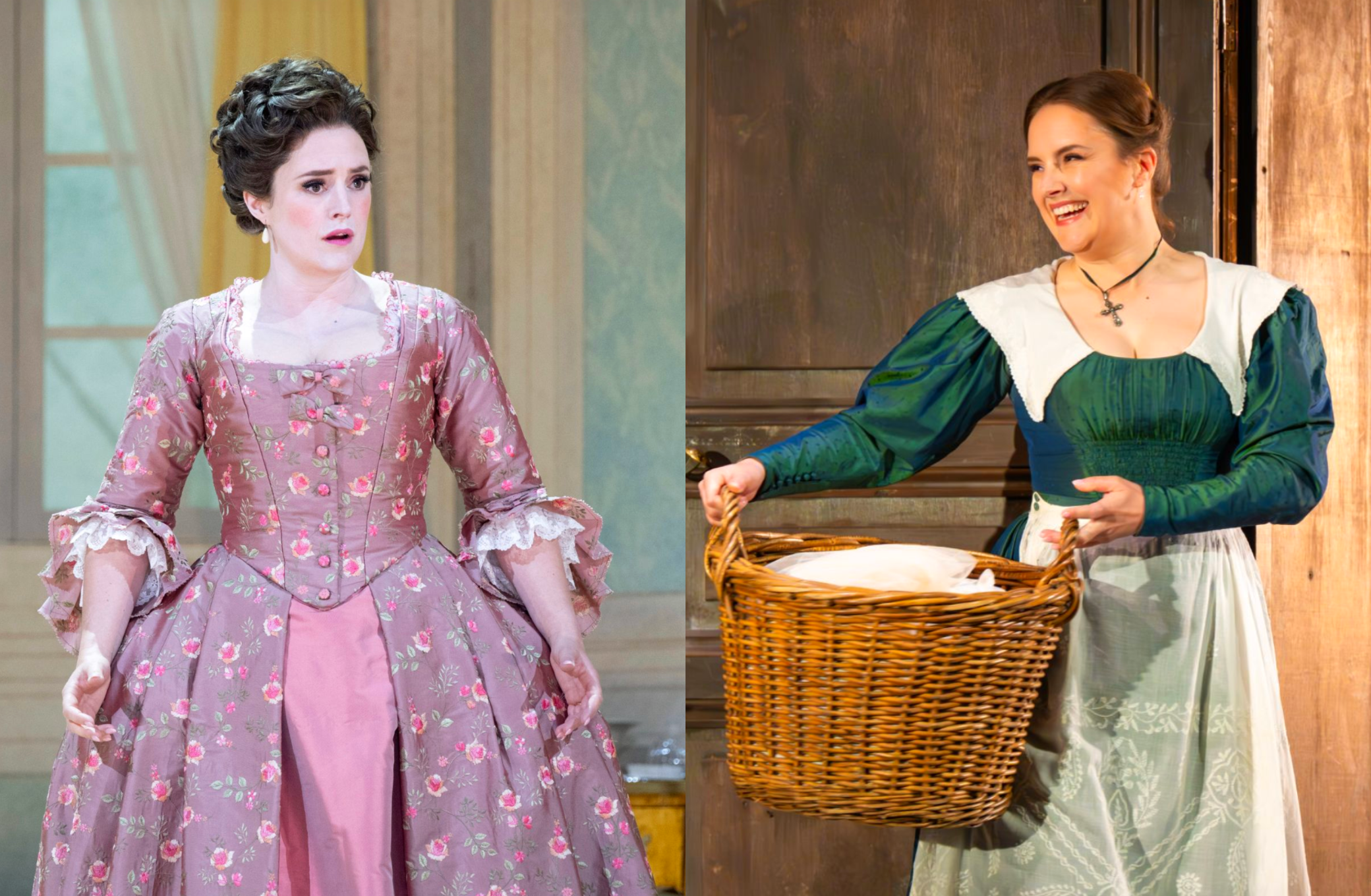 Louise Alder as the Countess at Glyndebourne and as Susanna at The Royal Opera &copy; Glyndebourne Productions Ltd. Photography by Richard Hubert Smith; RBO \ Mihaela Bodlovic