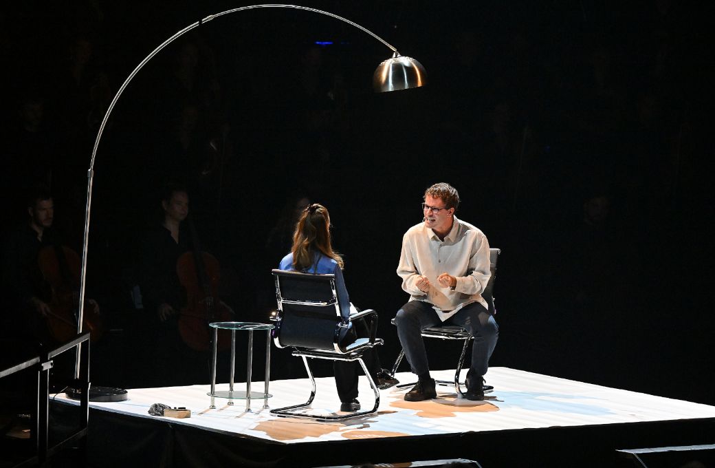 Sarah Twomey (Sigmund Freud) and Jack Bardoe (Gustav Mahler) © BBC | Mark Allan