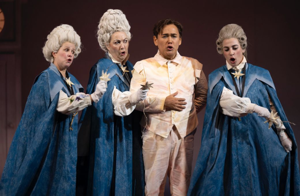 Javier Camarena (Tamino) y las Tres Damas, Marina Pardo, Mercedes Arcuri y Sof&iacute;a Guti&eacute;rrez &copy; Pedro Puente | Festival Internacional de Santander