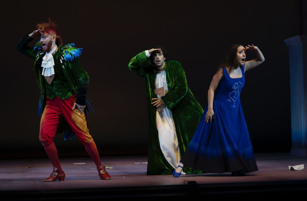 Theodore Platt (Papageno), el actor Vitus Denifl (Mozart) y Emily Pogorelc (Pamina) &copy; Pedro Puente | Festival Internacional de Santander
