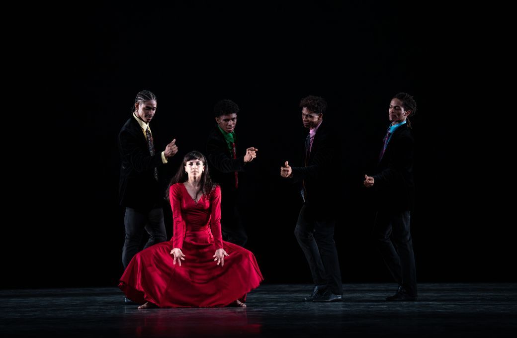 Carlos Acosta and dancers from Acosta Danza in <i>Rooster</i> &copy; Helen Maybanks