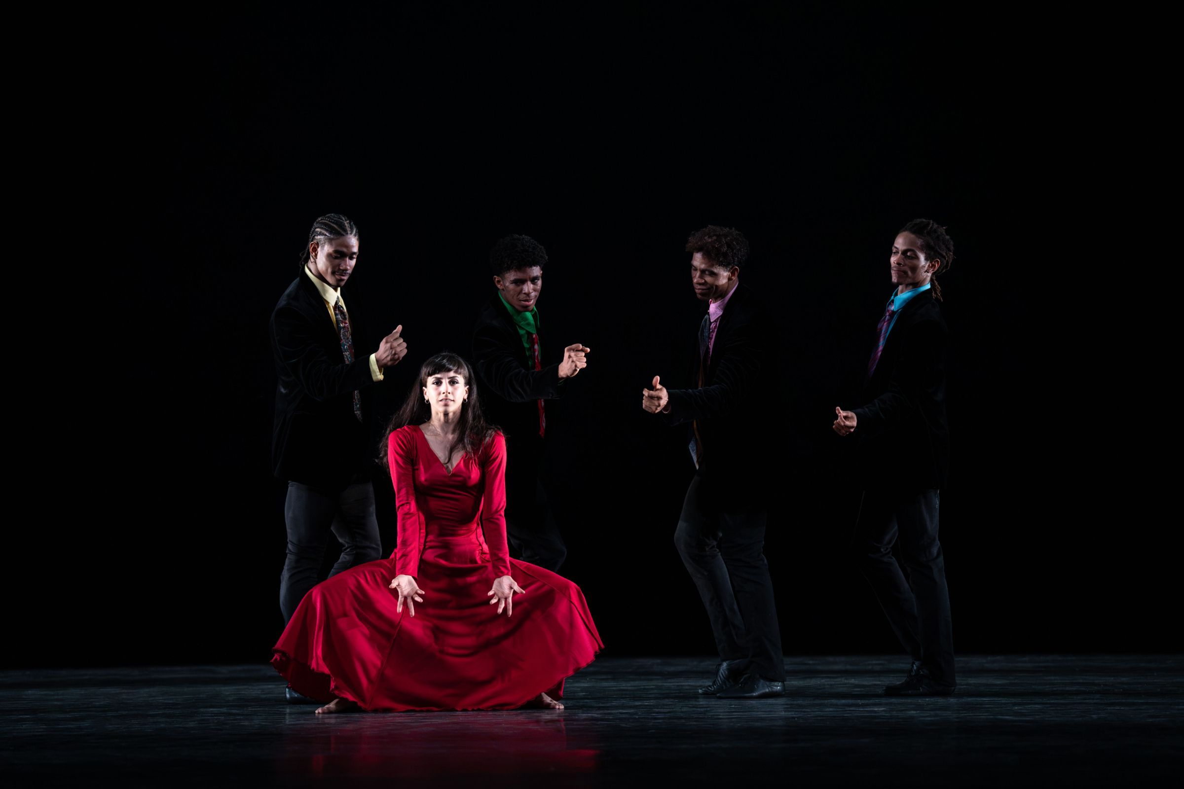 Carlos Acosta and dancers from Acosta Danza in <i>Rooster</i> &copy; Helen Maybanks