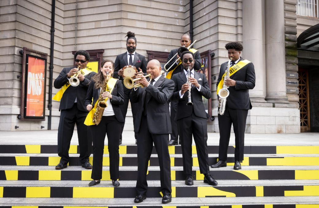 Jazz at Lincoln Center Orchestra members with Wynton Marsalis &copy; Jess Shurte