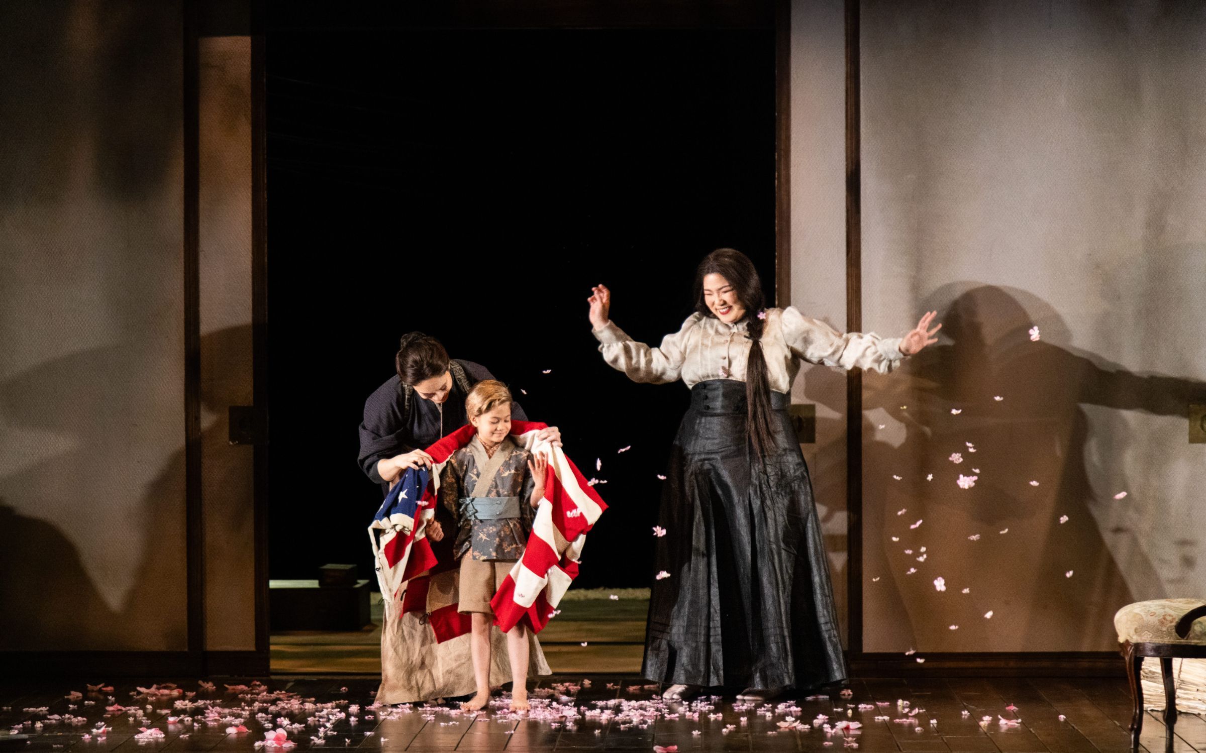 Sun-Ly Pierce (Suzuki), Hanako Ingliss (Trouble) and Karen Chia-ling Ho (Cio-Cio-San) &copy; Bronwen Sharp for the Santa Fe Opera