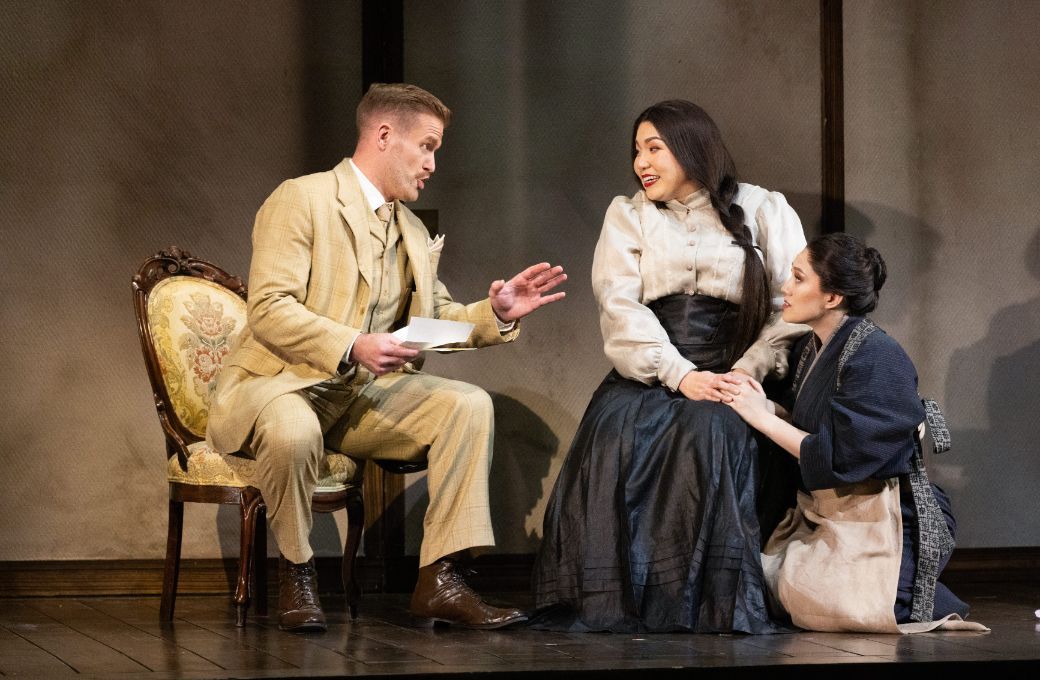 Jarrett Ott (Sharpless), Karen Chia-ling Ho (Cio-Cio-San) and Sun-Ly Pierce (Suzuki) &copy; Bronwen Sharp for the Santa Fe Opera