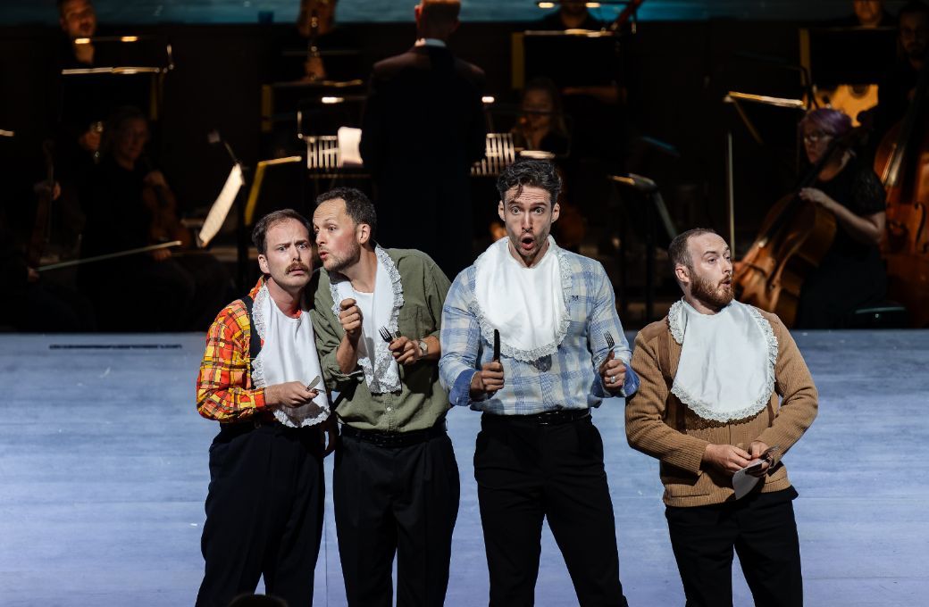Alex Haigh Xavier Hetherington, Jack Holton and Peter Lidbetter in <i>The Seven Deadly Sins</i> &copy; Julian Guidera