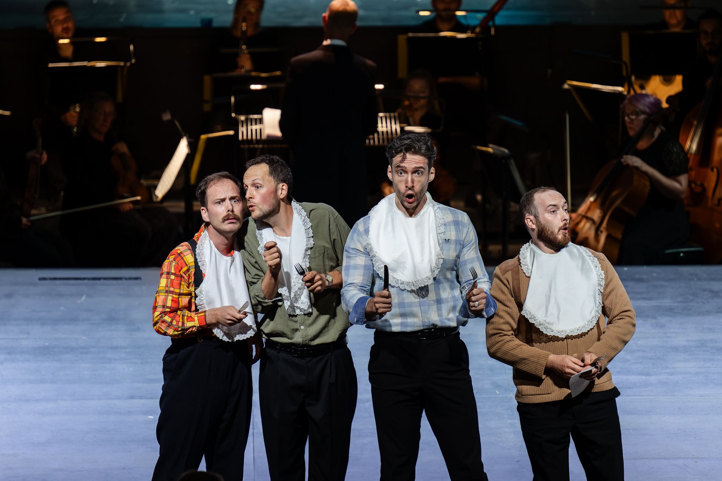Alex Haigh Xavier Hetherington, Jack Holton and Peter Lidbetter in <i>The Seven Deadly Sins</i> &copy; Julian Guidera