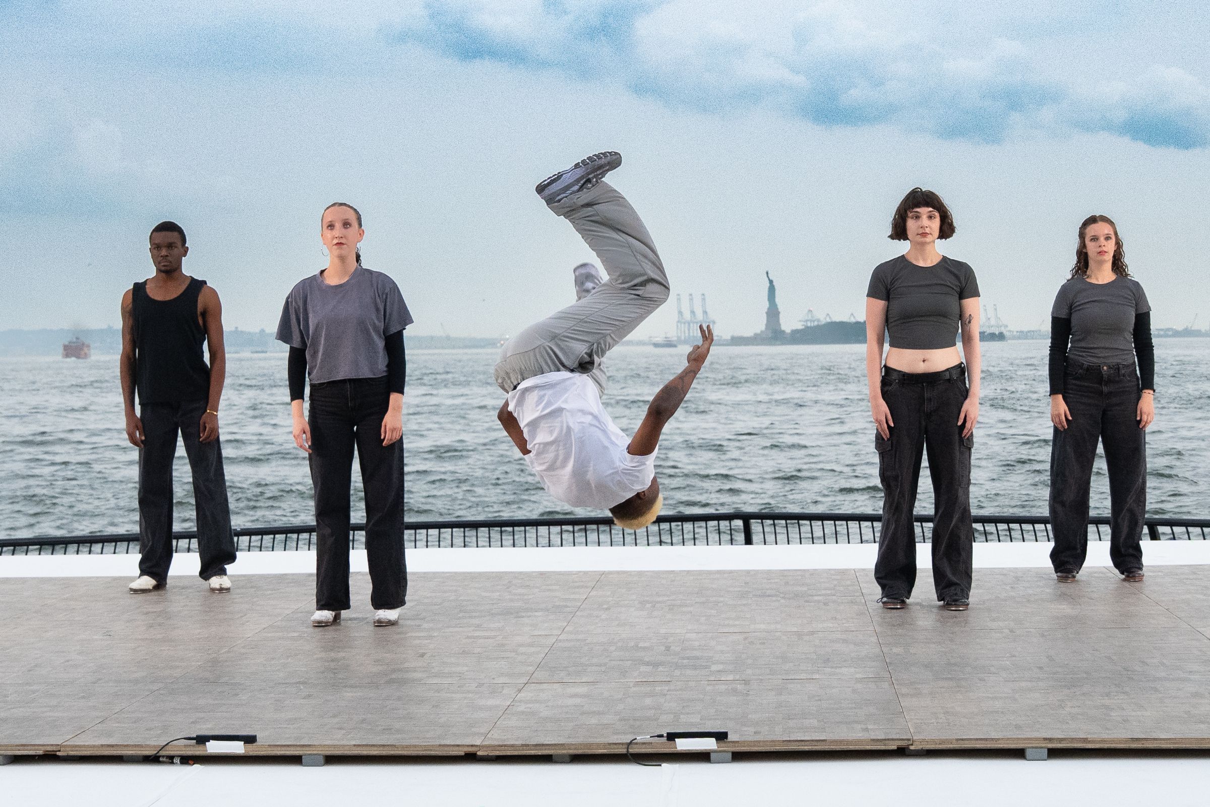 Zakhele (Bboy Swazi) Grabowski and company in Jessee Leigh Robinson’s <i>For Whom the Bell Tolls</i> © Steven Pisano