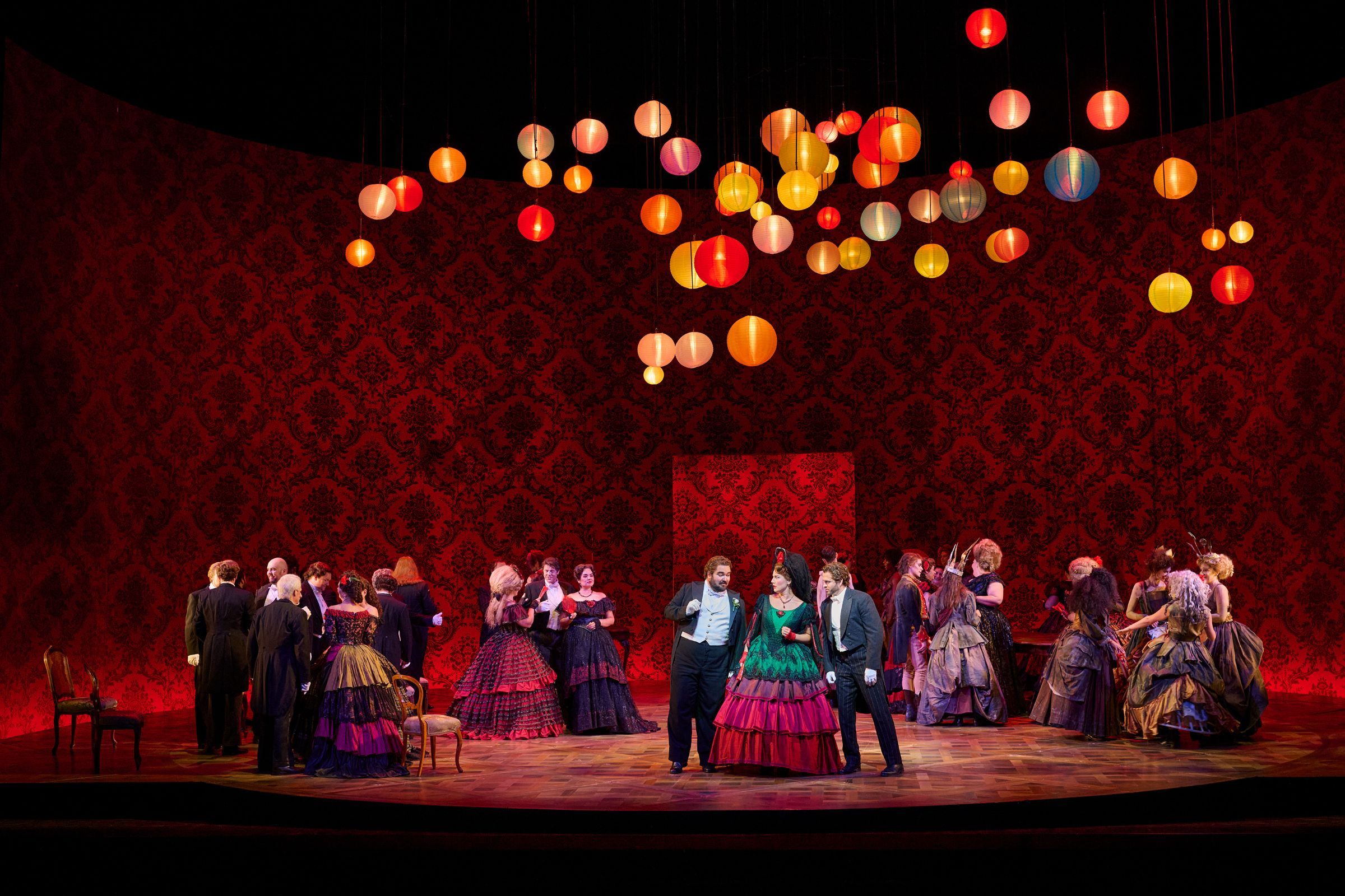Nick Murphy (Marquis d'Obigny), Ariana Maubach (Flora) and Alex Halliday (Grenvil) © Michael Cooper