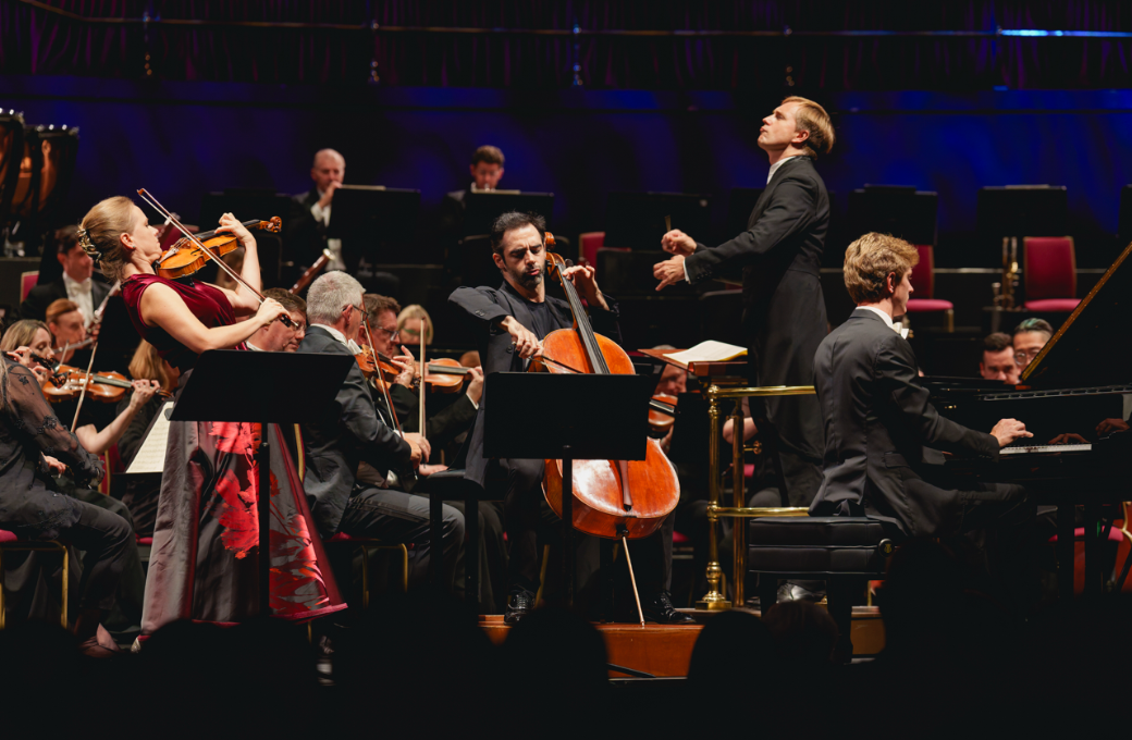 Julia Fischer, Pablo Ferrández, Vasily Petrenko and Jan Lisiecki with the RPO © Andy Paradise