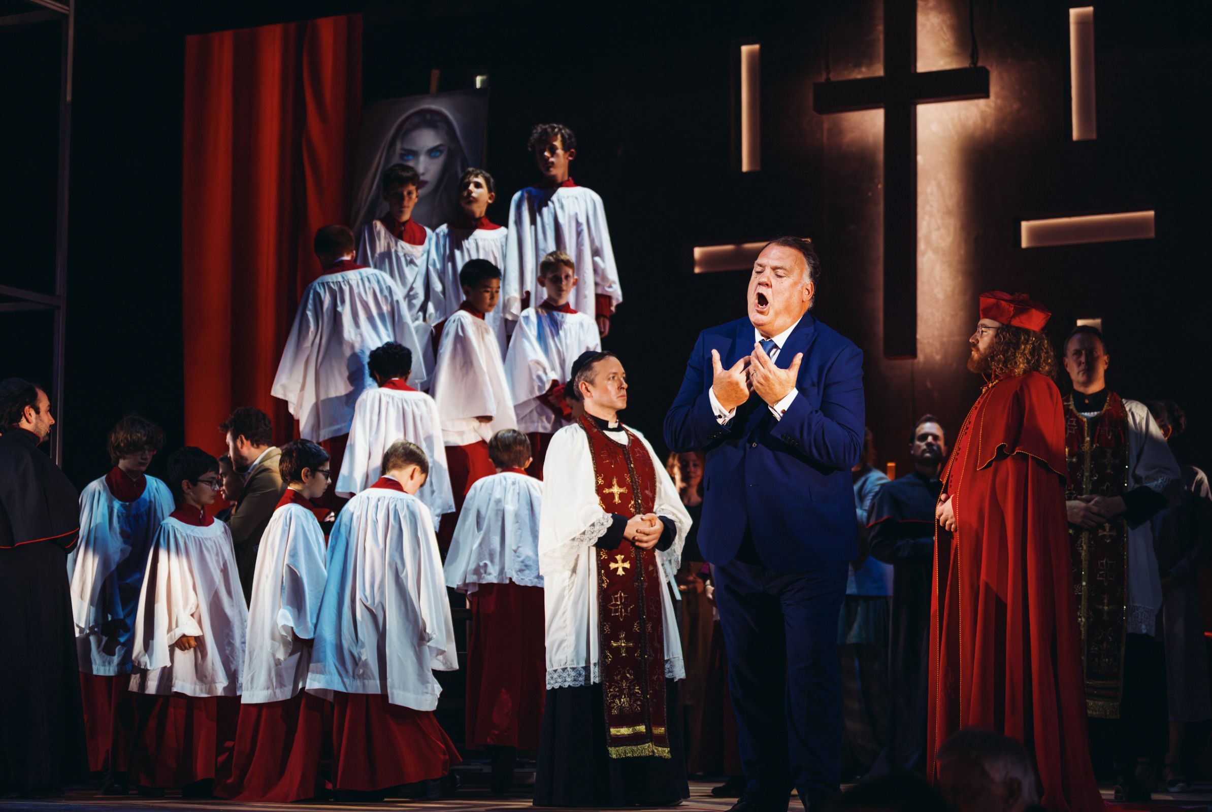 Sir Bryn Terfel (Scarpia) and chorus &copy; Alex Brenner