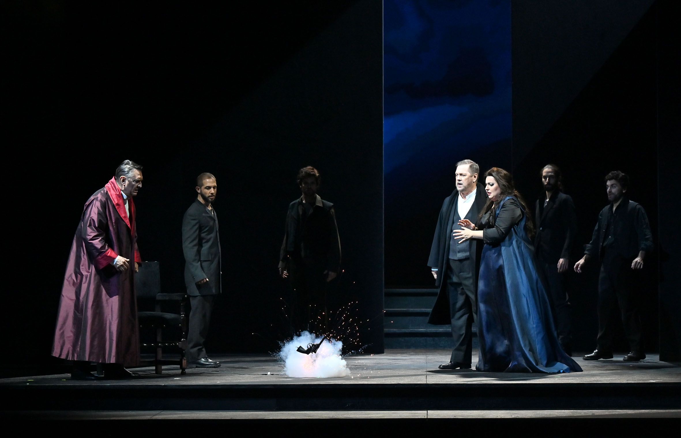 Marco Spotti (Calatrava), Gregory Kunde (Don Alvaro) and Liudmyla Monastyrska (Leonora) &copy; Roberto Ricci