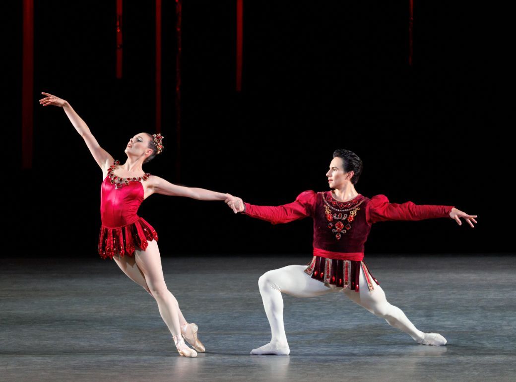 Tiler Peck and Roman Mejia in George Balanchine&rsquo;s <i>Rubies</i> from <i>Jewels</i> &copy; Erin Baiano