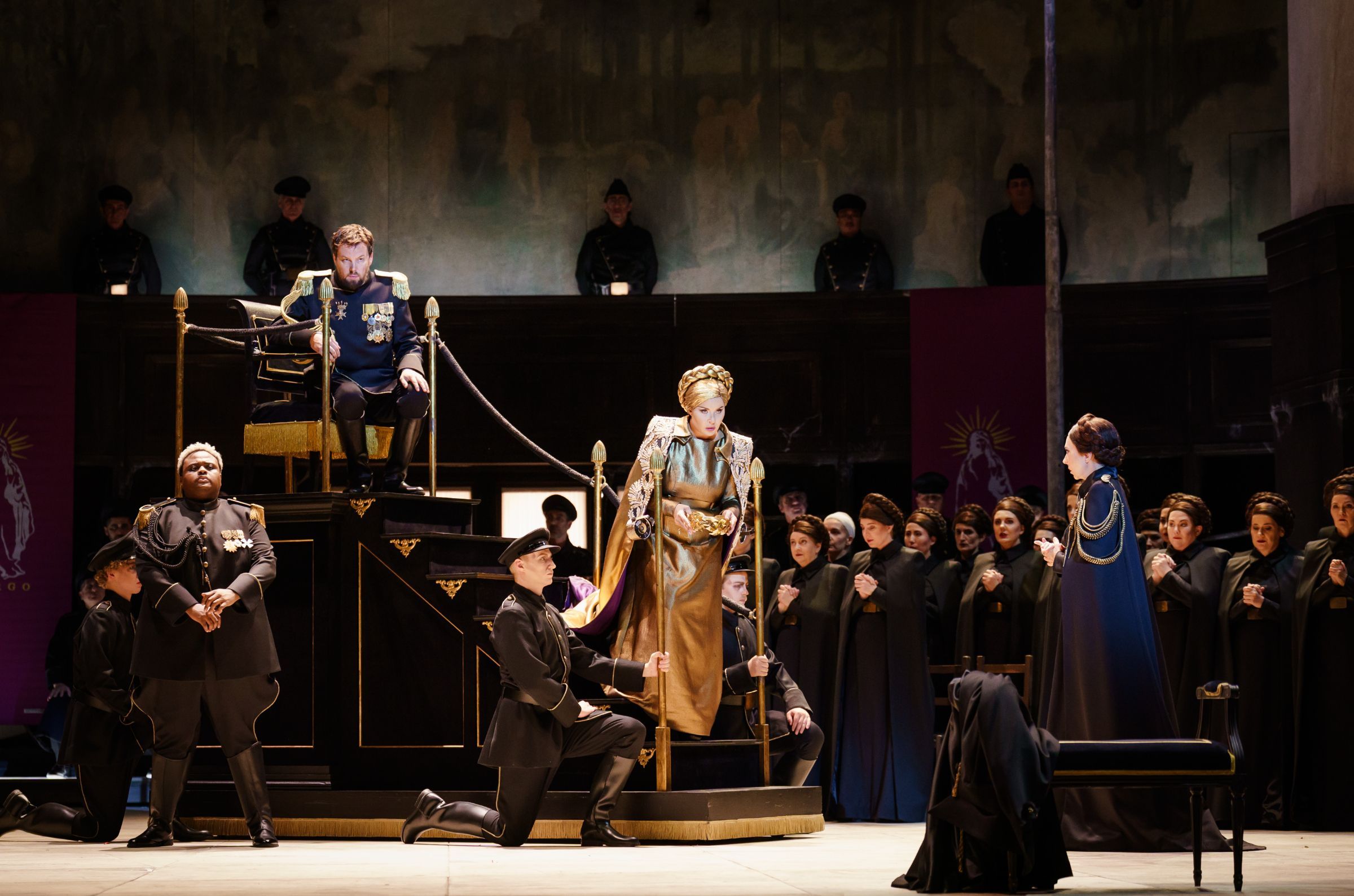 Siyabonga Maqungo (Cinna), David Butt Philip (Licinius) and Sonya Yoncheva (Julia) &copy; Stephan Rabold
