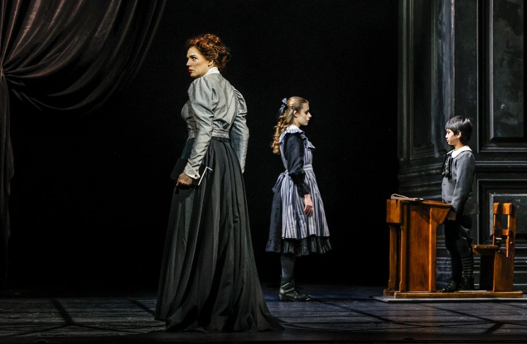 Rachelle Durkin (Governess), Genevieve Gray (Flora) and Oliver Thadoe Naing (Miles) &copy; Jeff Busby