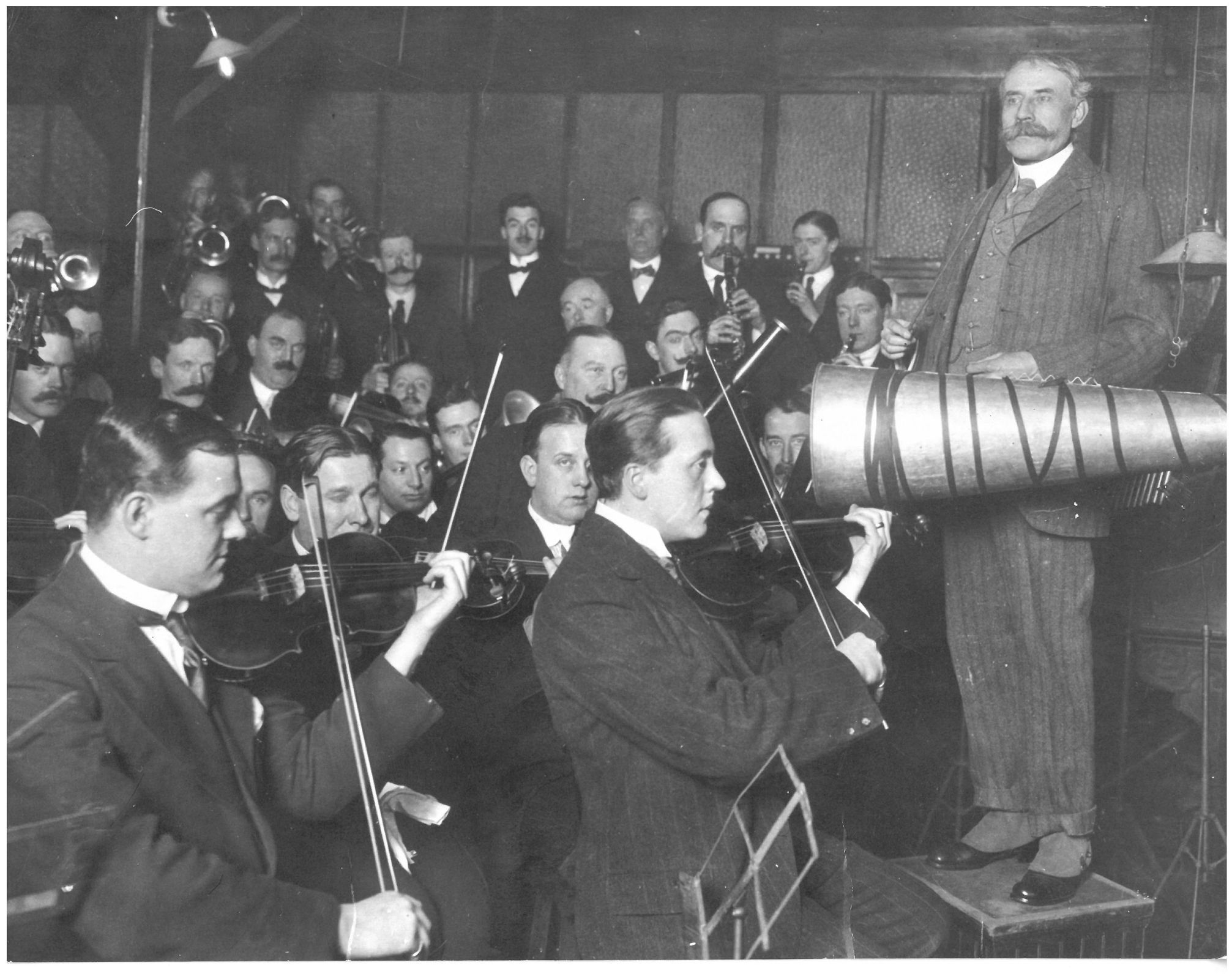 Elgar conducting an early recording session for the gramophone, c.1915 &copy; Reproduced with permission from The Hallé Archive