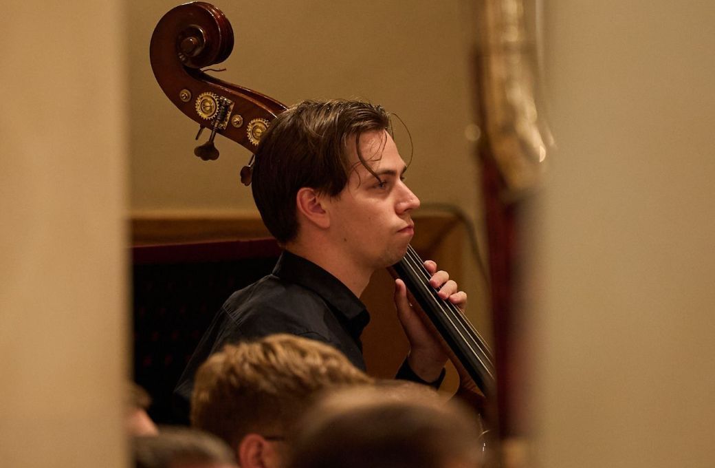 Arseniy, a 24-year-old double bassist from Mykolaiv &copy; Sofia Johanson