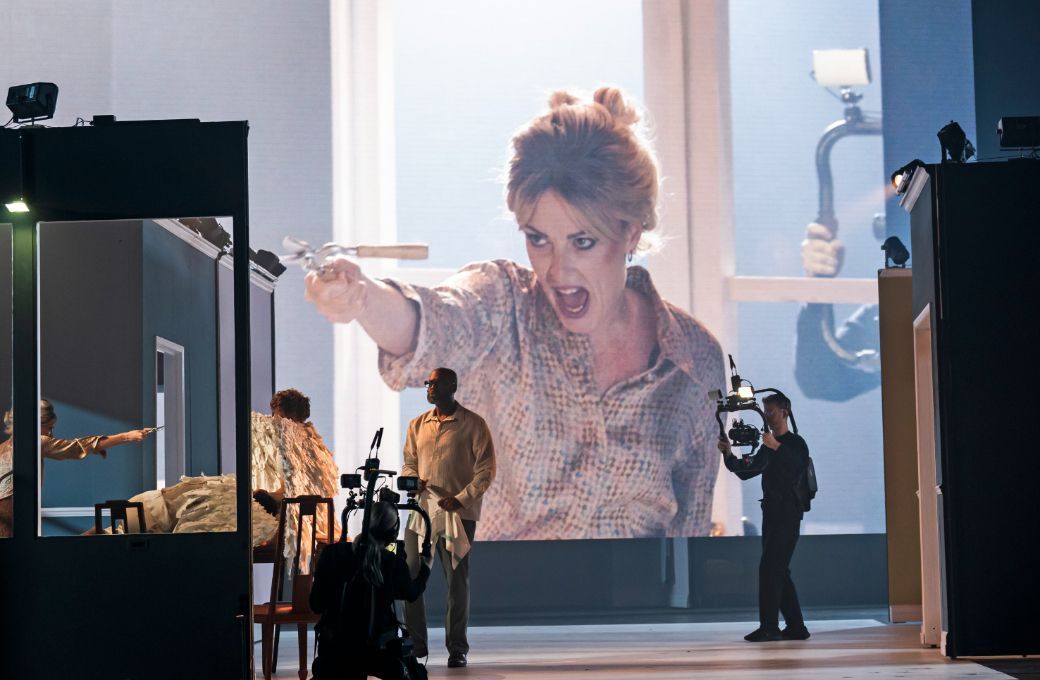 Allison Cook (Mrs X.E.), Matthew McKinney and Mariam Wallentin (Angels) &copy; Tristram Kenton