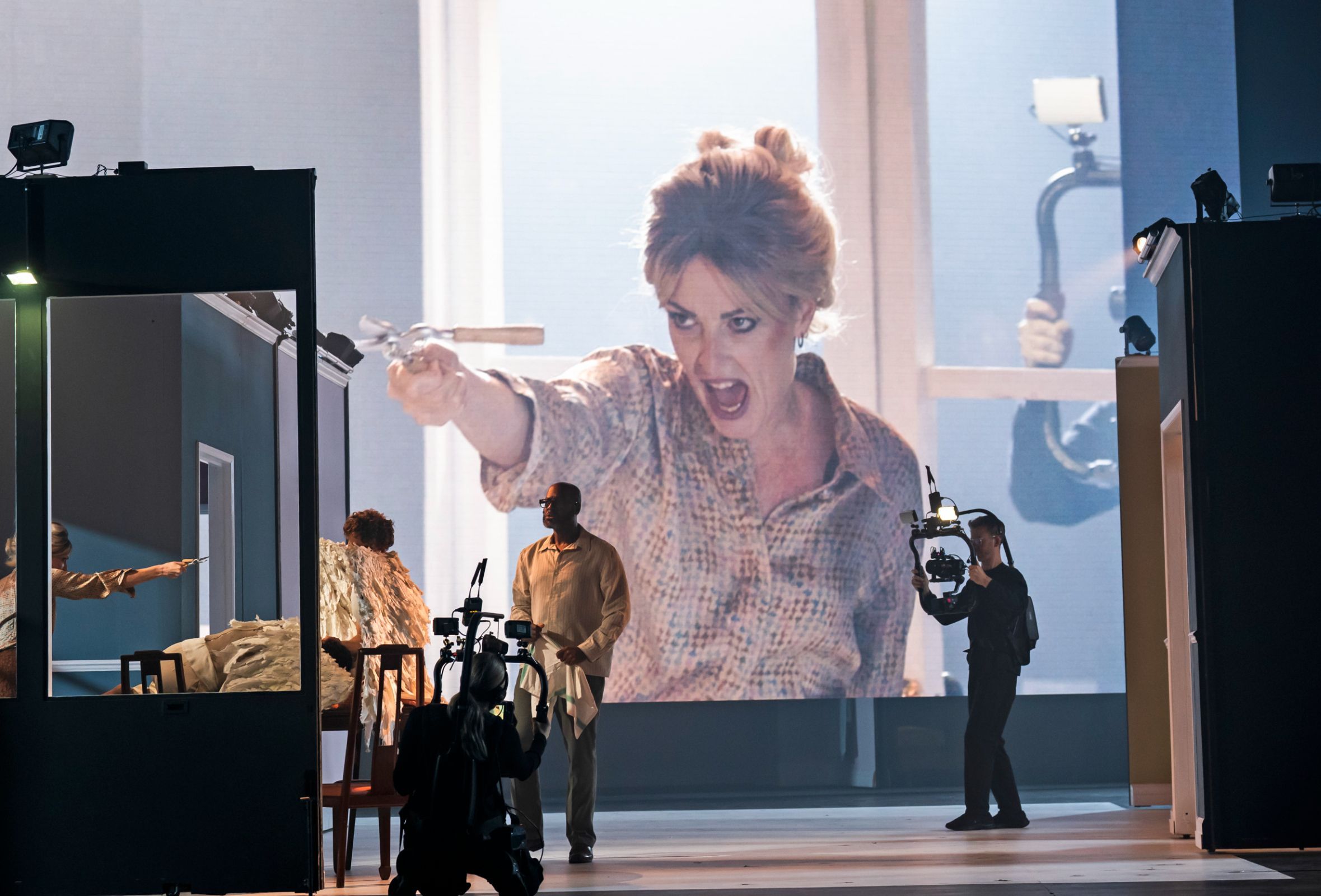 Allison Cook (Mrs X.E.), Matthew McKinney and Mariam Wallentin (Angels) &copy; Tristram Kenton