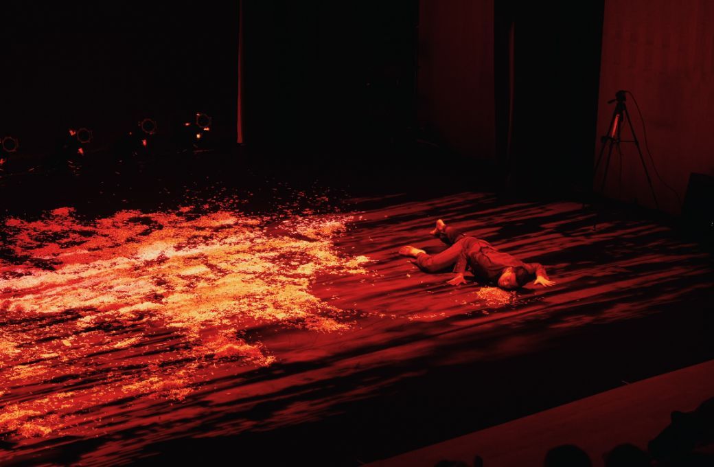 Lee Dongha in his own <i>Guernica Again</i> &copy; Courtesy of the Korean Cultural Center New York; Photo by Matte Han