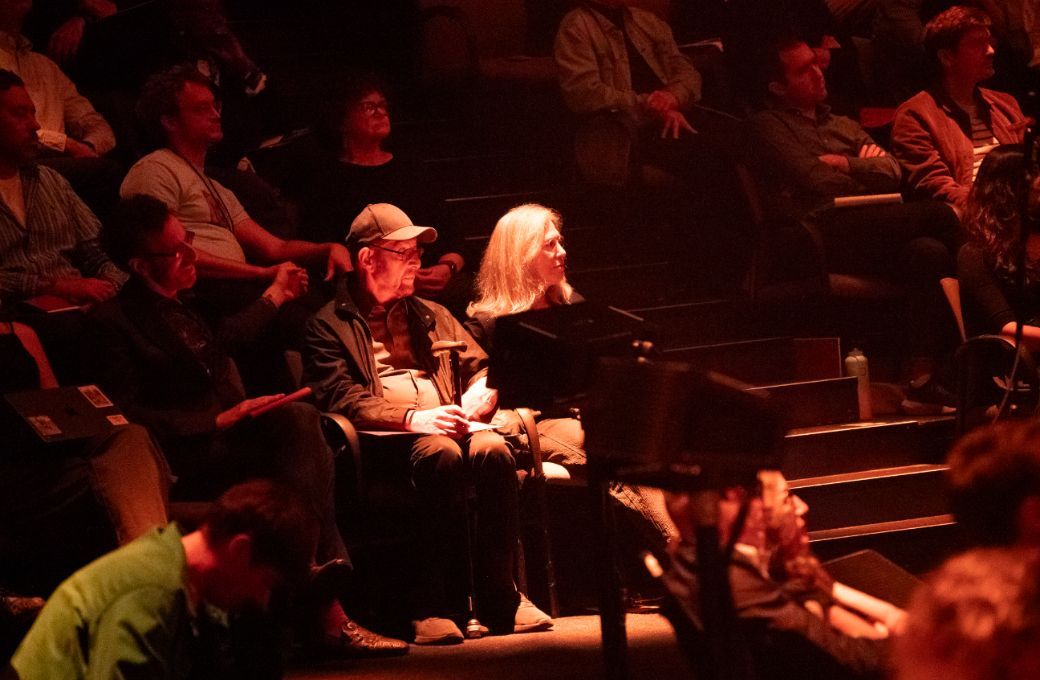 Steve Reich watching <i>Music for 18 Musicians: Staged Variations</i> &copy; Stephanie Berger
