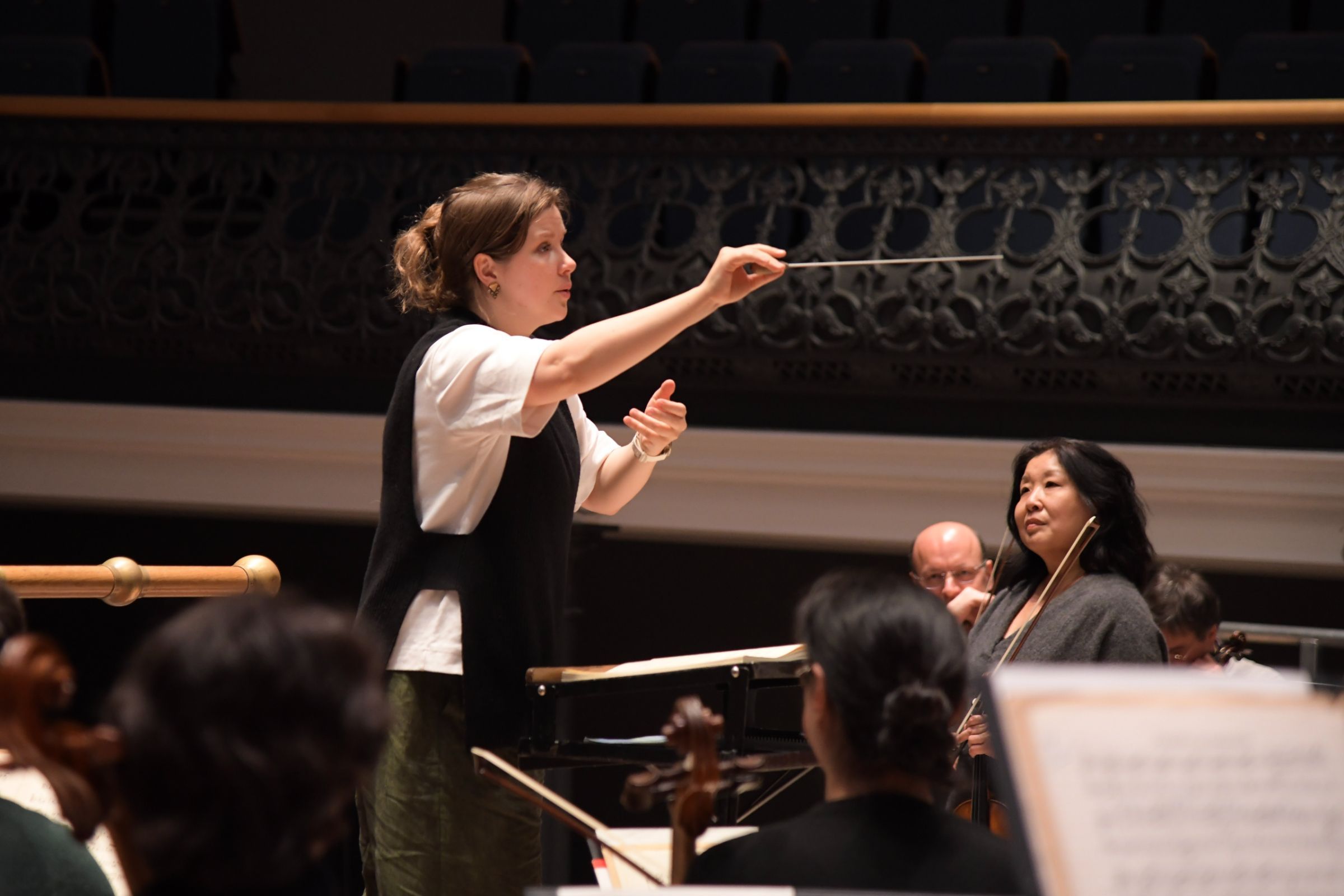 Emilia Hoving and Maya Iwabuchi in rehearsal with the RSNO &copy; RSNO | Clara Cowen