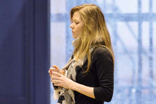 Barbara Hannigan in rehearsal for <i>Lessons in Love and Violence</i> © ROH | Stephen Cummiskey