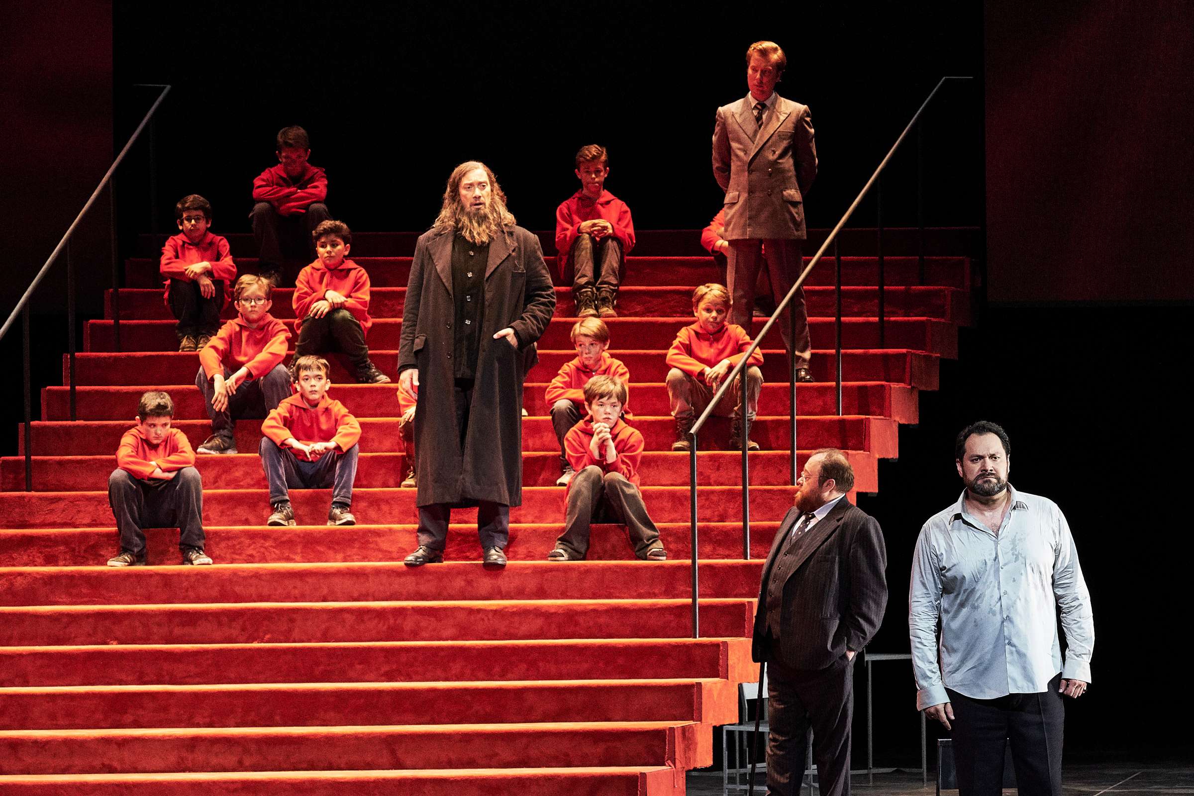 A. Anger (Pimen), M. Paster (Le Prince Chouiski), I. Abdrazakov (Boris Godounov) &copy; Agathe Poupeney | Opéra national de Paris