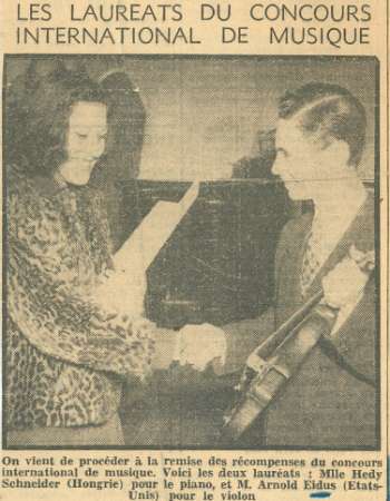 Hedy Schneider and Arnold Eidus, laureates of the Long Thibaud Crespin competition in 1946 &copy; Fondation Long Thibaud Crespin