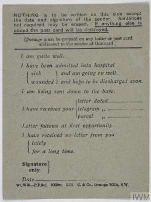 A British field service postcard © Imperial War Museum London | IWM (MH 34058)