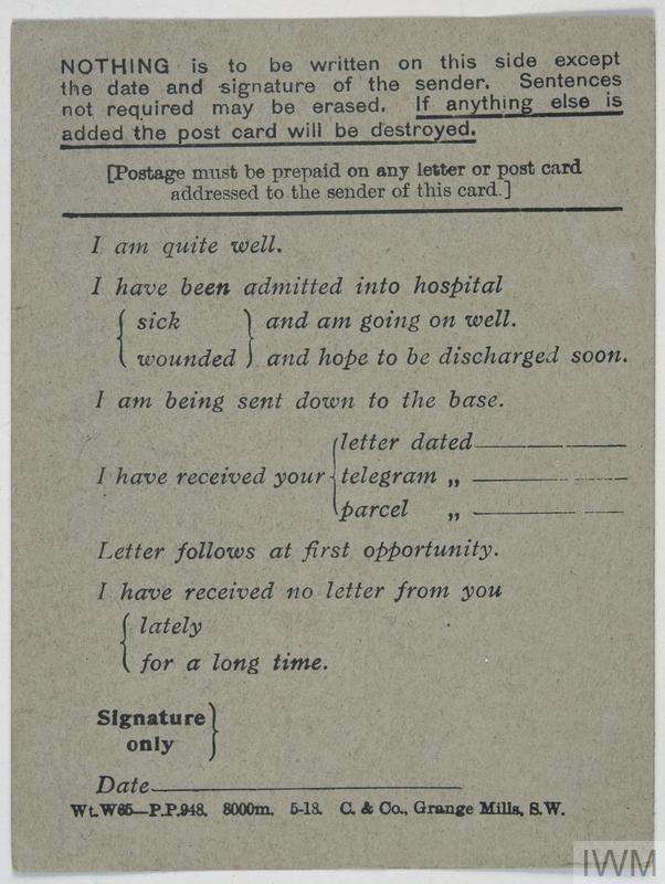 A British field service postcard © Imperial War Museum London | IWM (MH 34058)