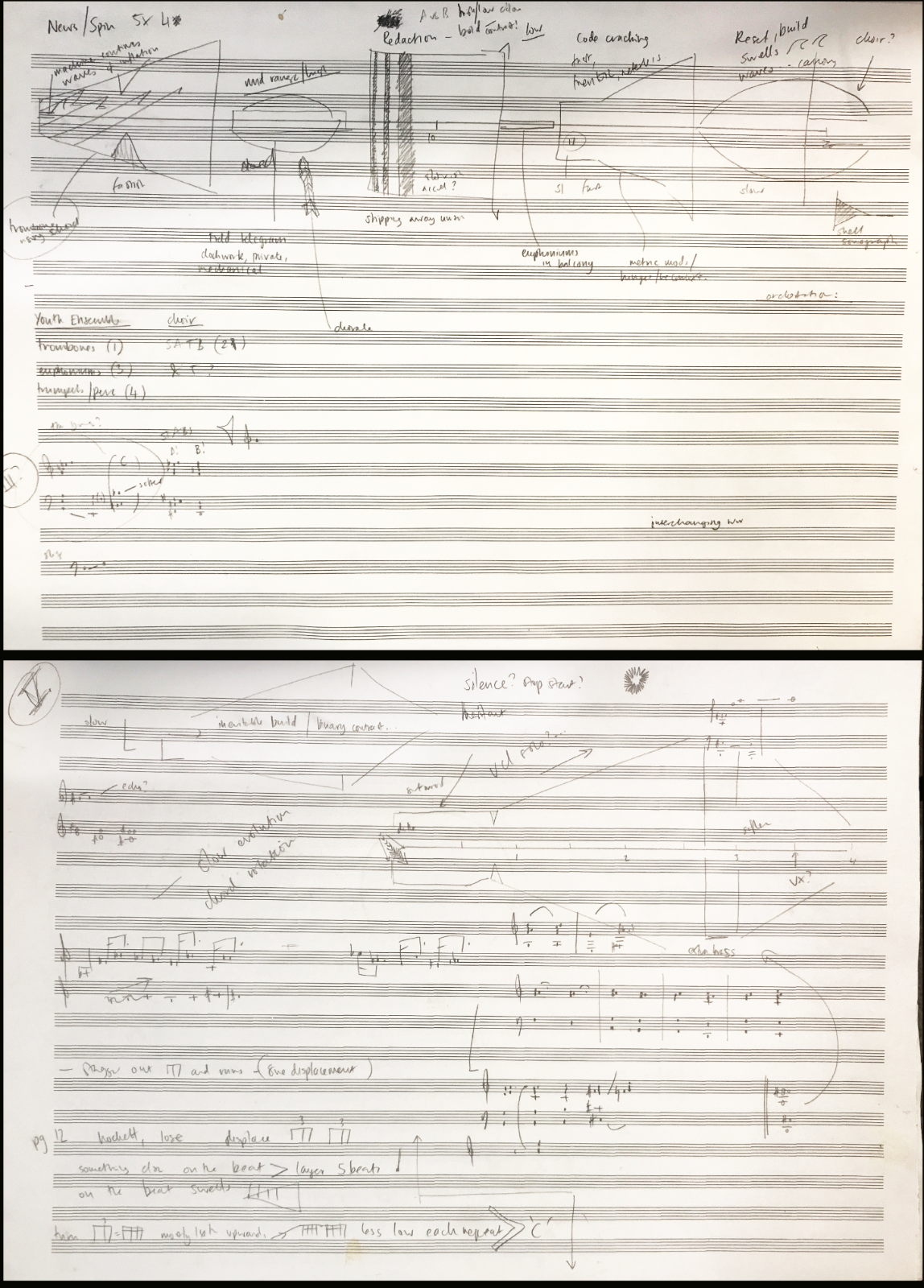 <i>Five Telegrams</i> autograph score © Anna Meredith