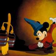 Mickey Mouse in the iconic The Sorcerer's Apprentice segment of Disney's film Fantasia &copy; Disney | Source: Purchase DVD/Blu-ray FANTASIA
