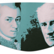 Facemask with Mozart and Ravel &copy; Images from public domain