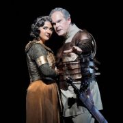 Amina Edris (Cleopatra) and Gerald Finley (Antony) &copy; Cory Weaver | San Francisco Opera
