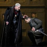 Günther Groissböck (Filippo) and Peter Mattei (Posa) &copy; Ken Howard | Met Opera