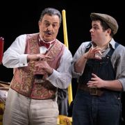 Renato Girolami (Dulcamara) and Matteo Desole (Nemorino) &copy; Glyndebourne Productions Ltd. Photographer: Bill Knight