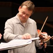Dima Slobodeniouk y Peter Zimmermann durante el ensayo del concierto &copy; Orquesta Sinfónica de Galicia