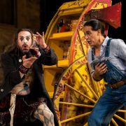 Maxime Nourissat (Dulcamara's assistant) and Filipe Manu (Nemorino) © Glyndebourne Productions Ltd. Photo: Tristram Kenton