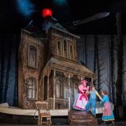 Rosie Aldridge (Witch), Anna Stéphany (Hansel) and Anna Devin (Gretel) &copy; ROH | Tristram Kenton