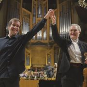 Nikolai Lugansky y Vadim Repin al final del concierto &copy; Valentina Moreno | Fundación Scherzo