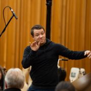 Ryan Bancroft rehearses the BBC National Orchestra of Wales © Yusef Bastawy